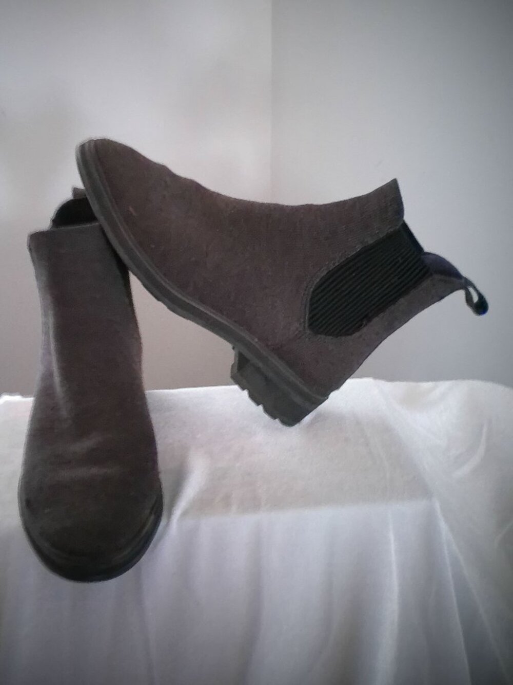 ROTHY'S Ankle Boots The Lug Pull-On Merino Wool Black Size 7.5
